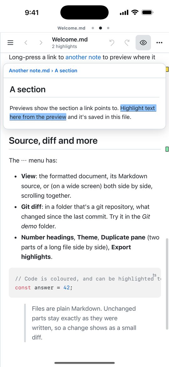 A link preview showing the linked section